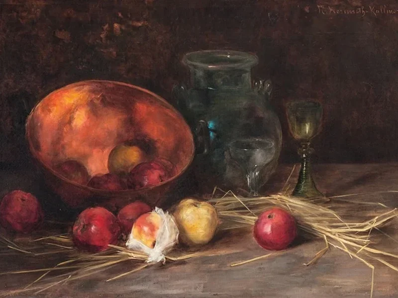 1857-Margarethe Hormuth-Kallmorgen - Natura morta con mele